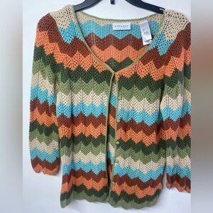 Villager Chevron Knit Cardigan in Earth Tones